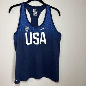 Nike Team USA Dri-Fit Tank Top Navy Blue 2016 Olympics Shirt Racerback Womens XL